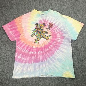 Vintage 90s The Grateful Dead Bear Tie Dye T Shirt Size Large Hanes Colorful Tee